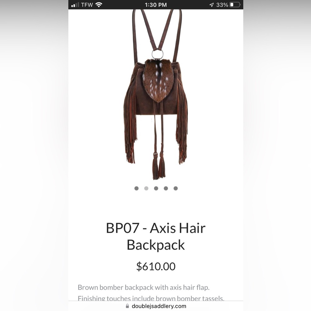 Double J saddlery axis hide backpack